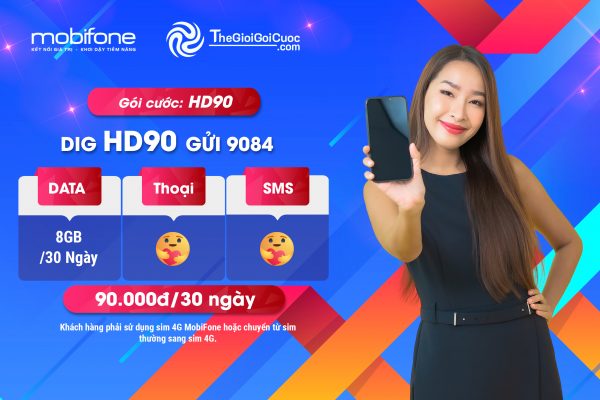 Đăng Ký Gói Cước 3G 4G 5G Mobifone HD90
